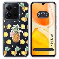 Funda Silicona Transparente para Vivo X80 Lite 5G diseño Piña Dibujos