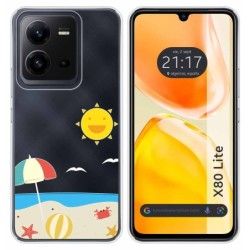 Funda Silicona Transparente para Vivo X80 Lite 5G diseño Playa Dibujos