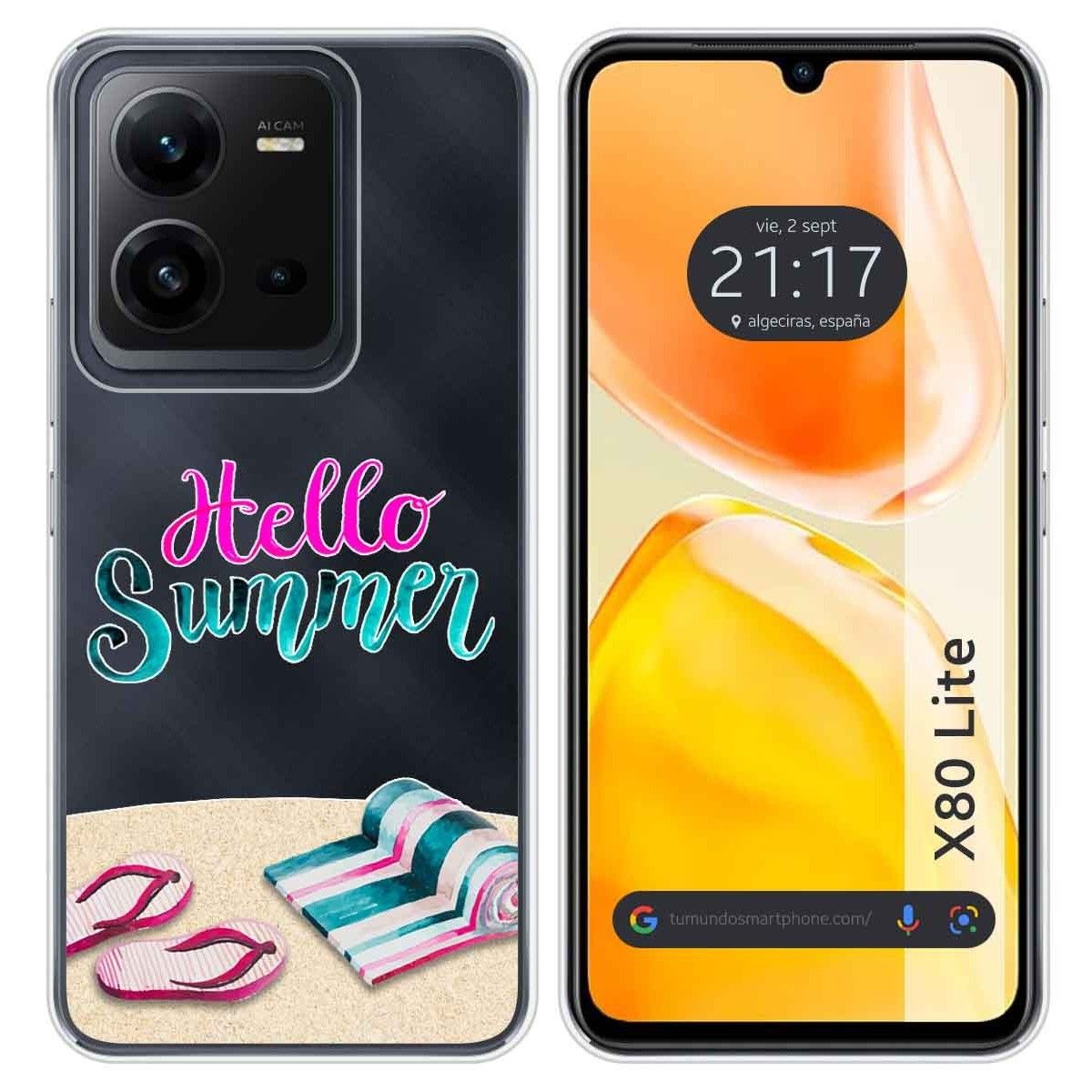 Funda Silicona Transparente para Vivo X80 Lite 5G diseño Summer Dibujos