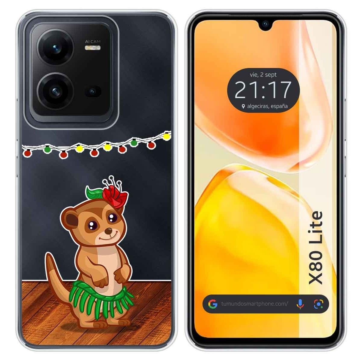 Funda Silicona Transparente para Vivo X80 Lite 5G diseño Suricata Dibujos
