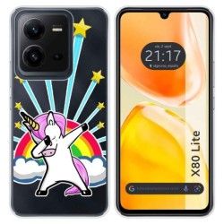 Funda Silicona Transparente para Vivo X80 Lite 5G diseño Unicornio Dibujos