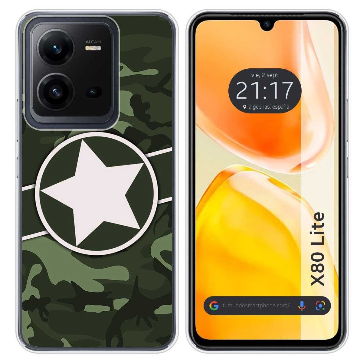 Funda Silicona para Vivo X80 Lite 5G diseño Camuflaje 01 Dibujos