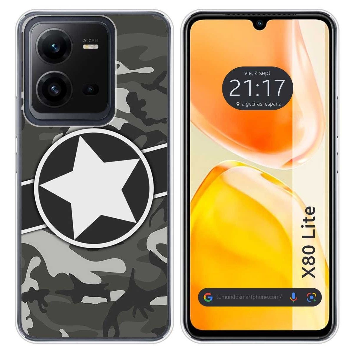 Funda Silicona para Vivo X80 Lite 5G diseño Camuflaje 02 Dibujos