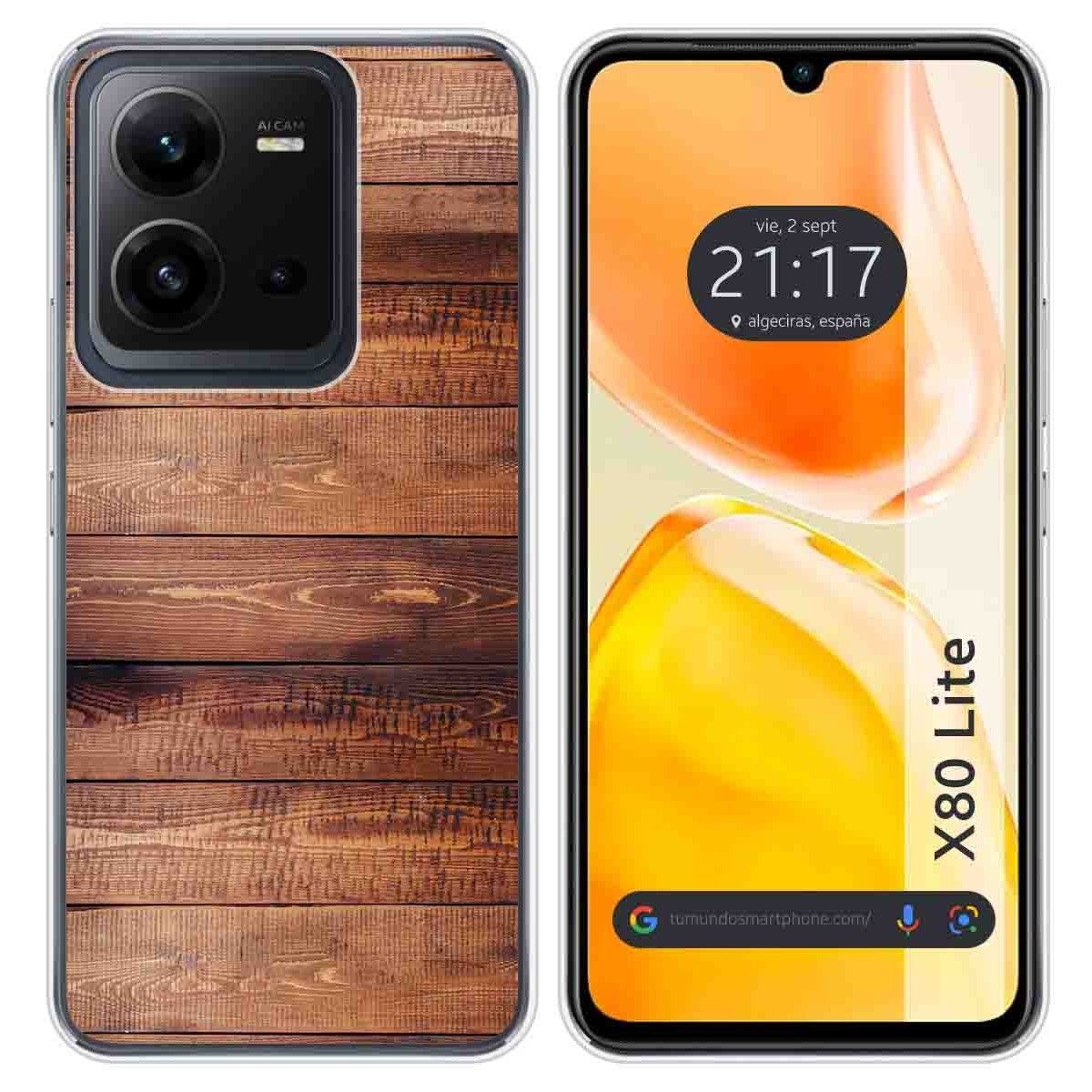 Funda Silicona para Vivo X80 Lite 5G diseño Madera 02 Dibujos