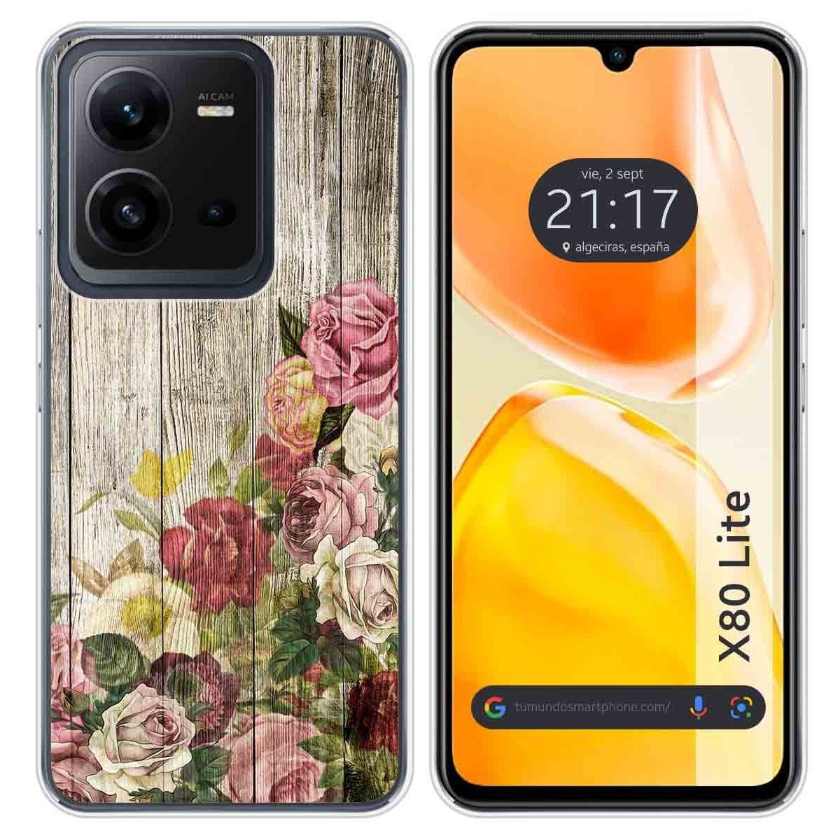 Funda Silicona para Vivo X80 Lite 5G diseño Madera 08 Dibujos