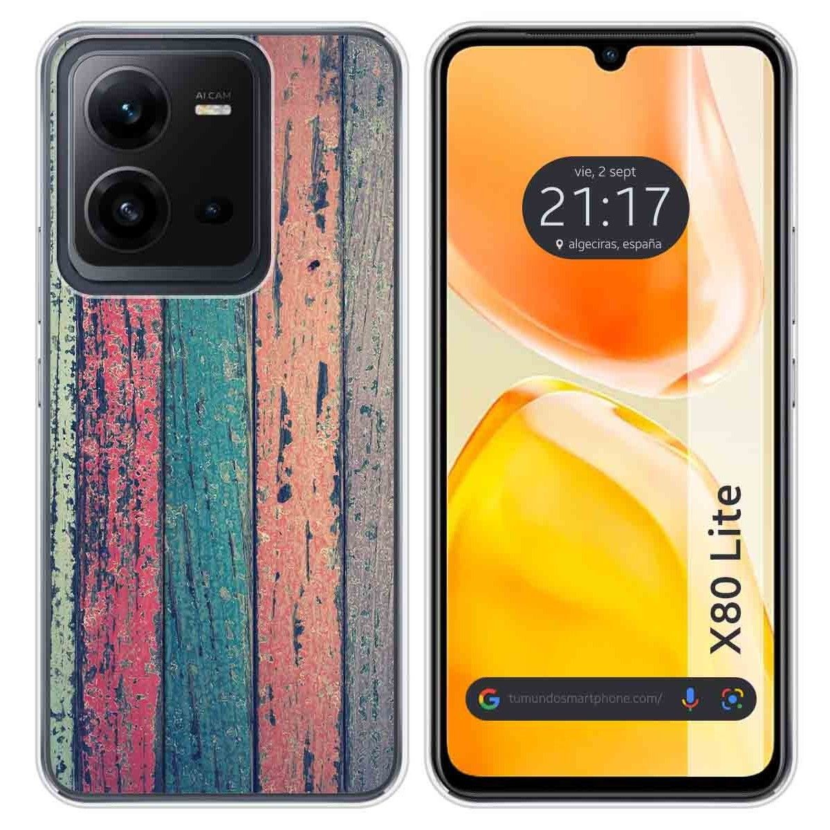 Funda Silicona para Vivo X80 Lite 5G diseño Madera 10 Dibujos