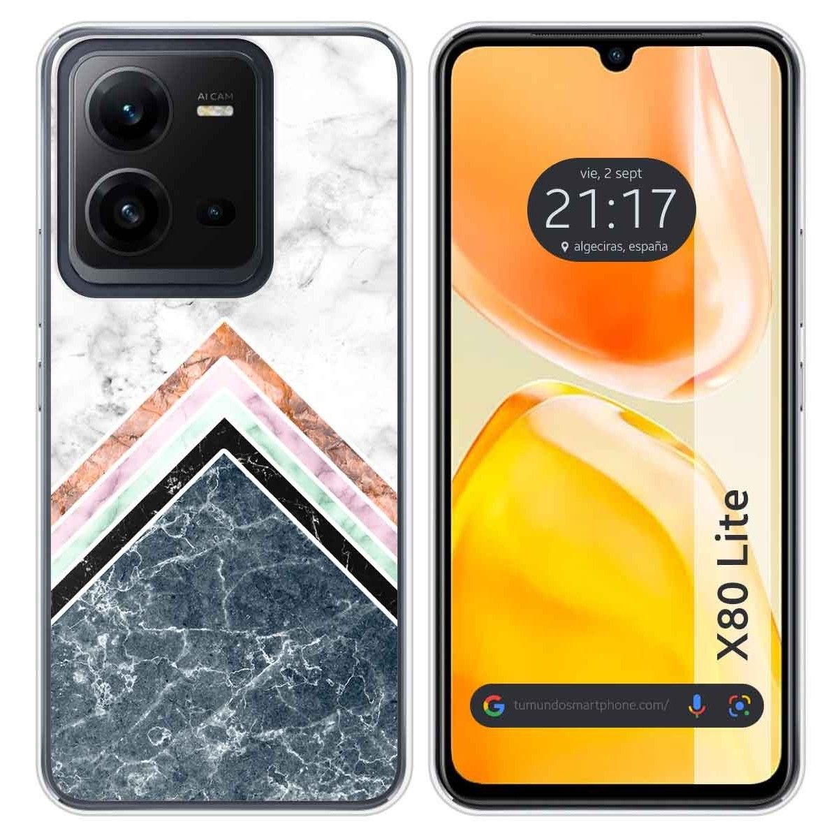 Funda Silicona para Vivo X80 Lite 5G diseño Mármol 05 Dibujos