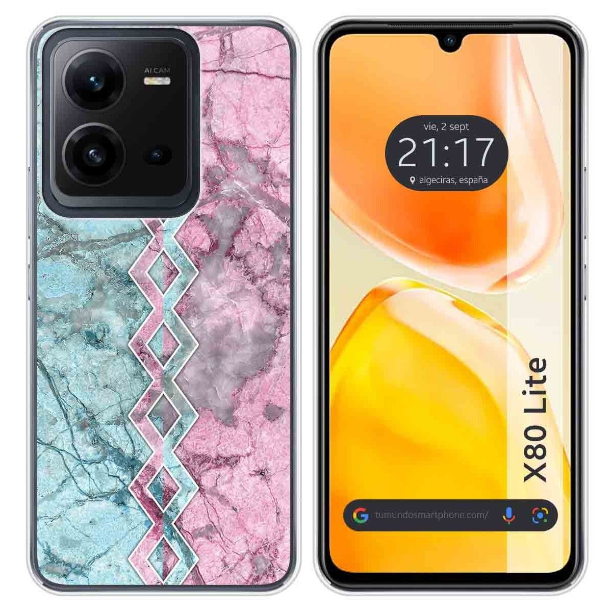 Funda Silicona para Vivo X80 Lite 5G diseño Mármol 08 Dibujos