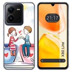 Funda Silicona para Vivo X80 Lite 5G diseño Café Dibujos