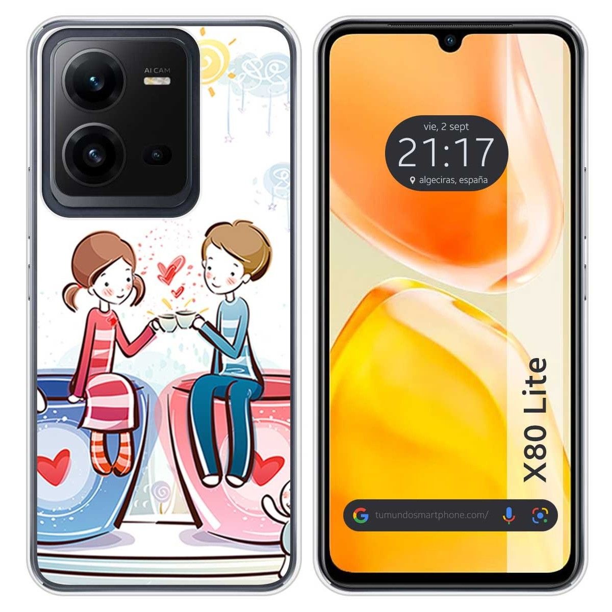 Funda Silicona para Vivo X80 Lite 5G diseño Café Dibujos