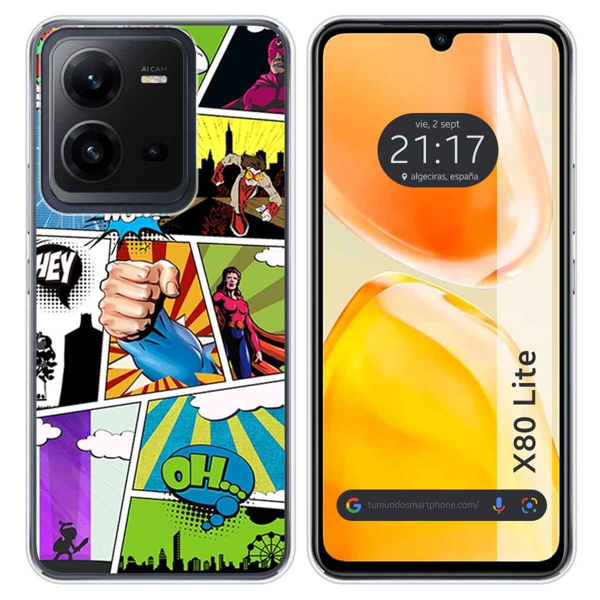 Funda Silicona para Vivo X80 Lite 5G diseño Comic Dibujos