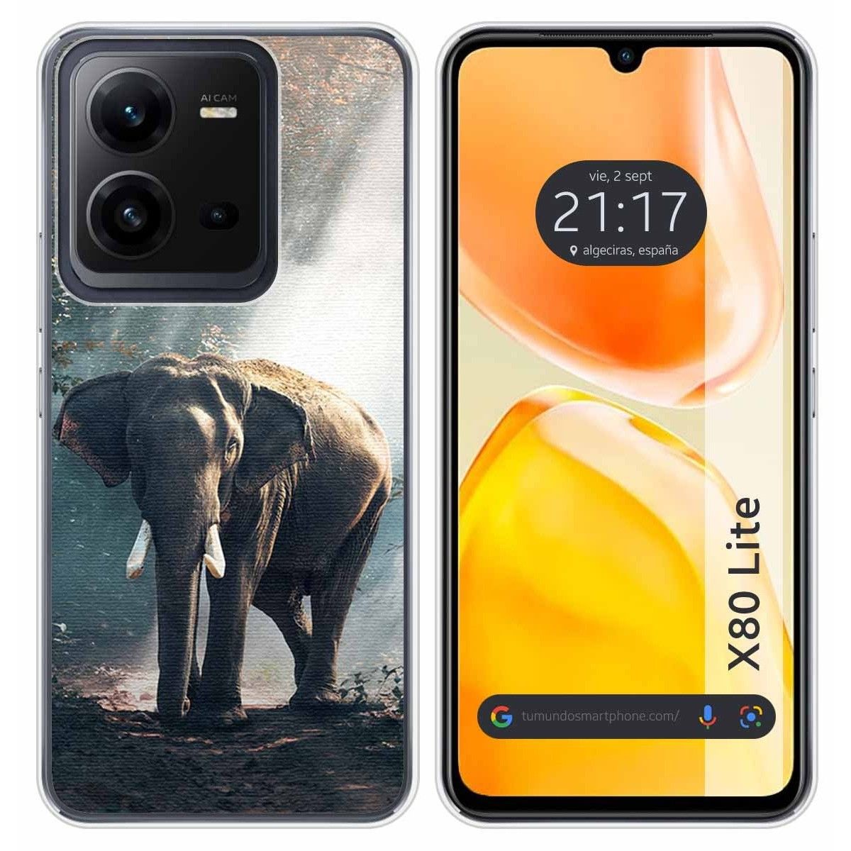 Funda Silicona para Vivo X80 Lite 5G diseño Elefante Dibujos