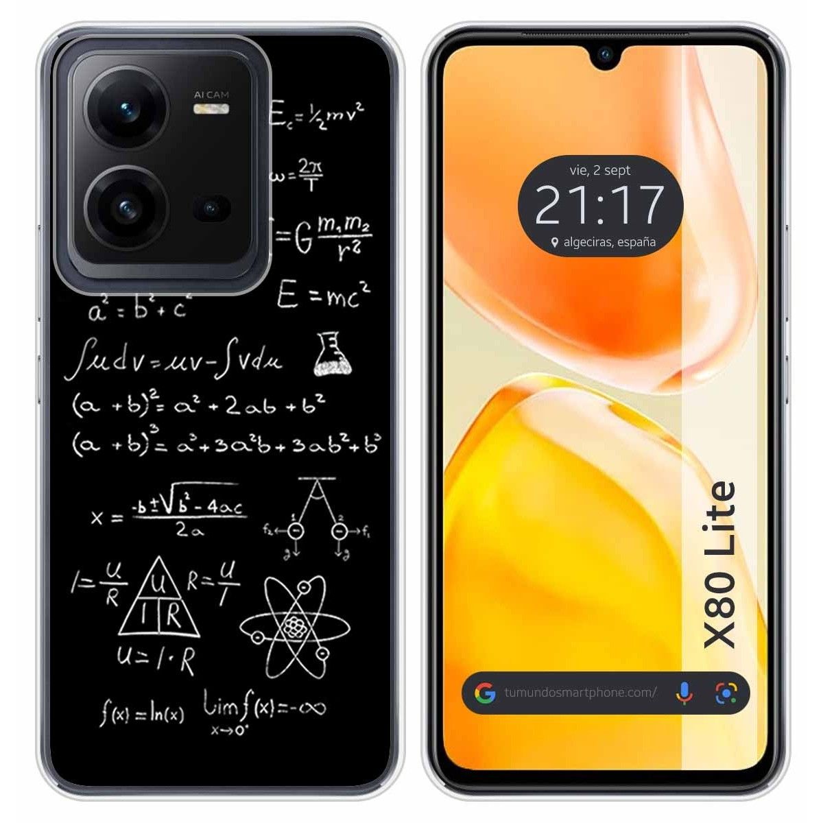 Funda Silicona para Vivo X80 Lite 5G diseño Formulas Dibujos