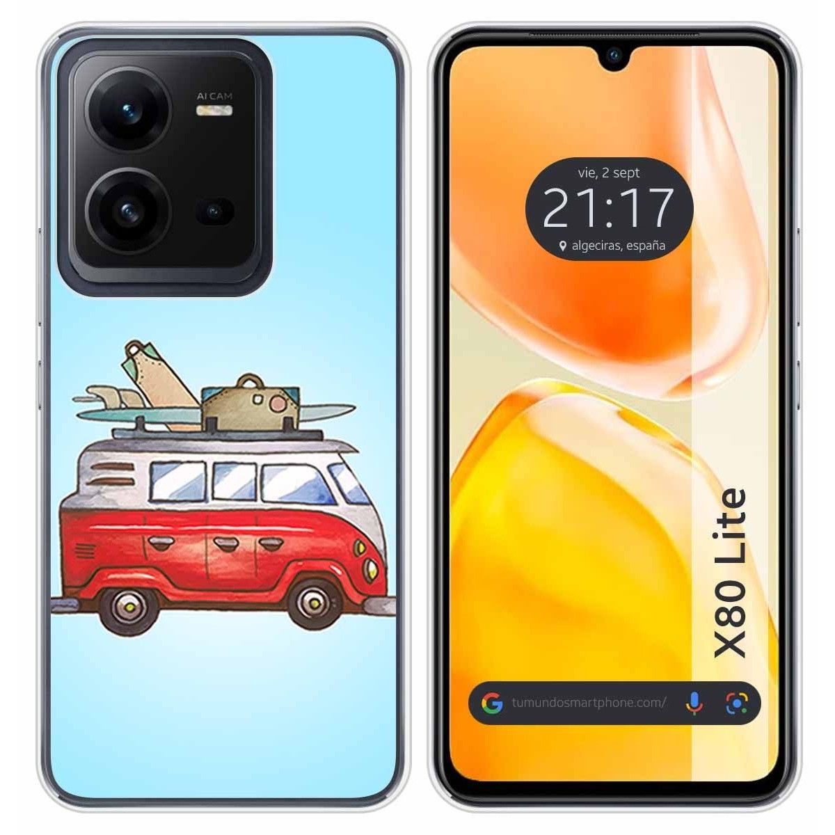 Funda Silicona para Vivo X80 Lite 5G diseño Furgoneta Dibujos