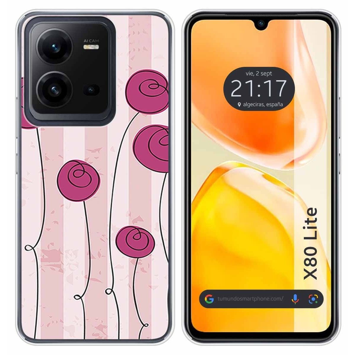 Funda Silicona para Vivo X80 Lite 5G diseño Flores Vintage Dibujos