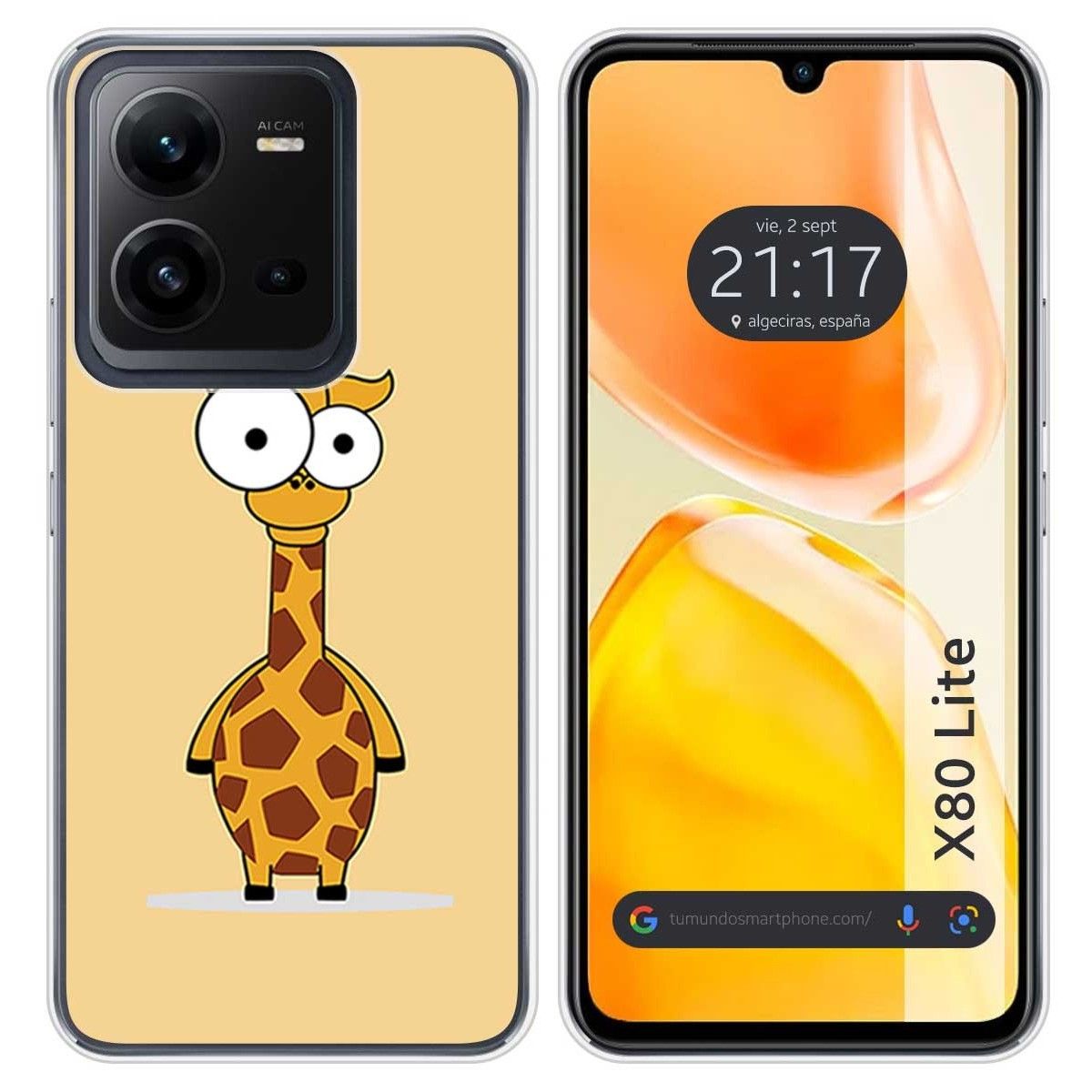 Funda Silicona para Vivo X80 Lite 5G diseño Jirafa Dibujos