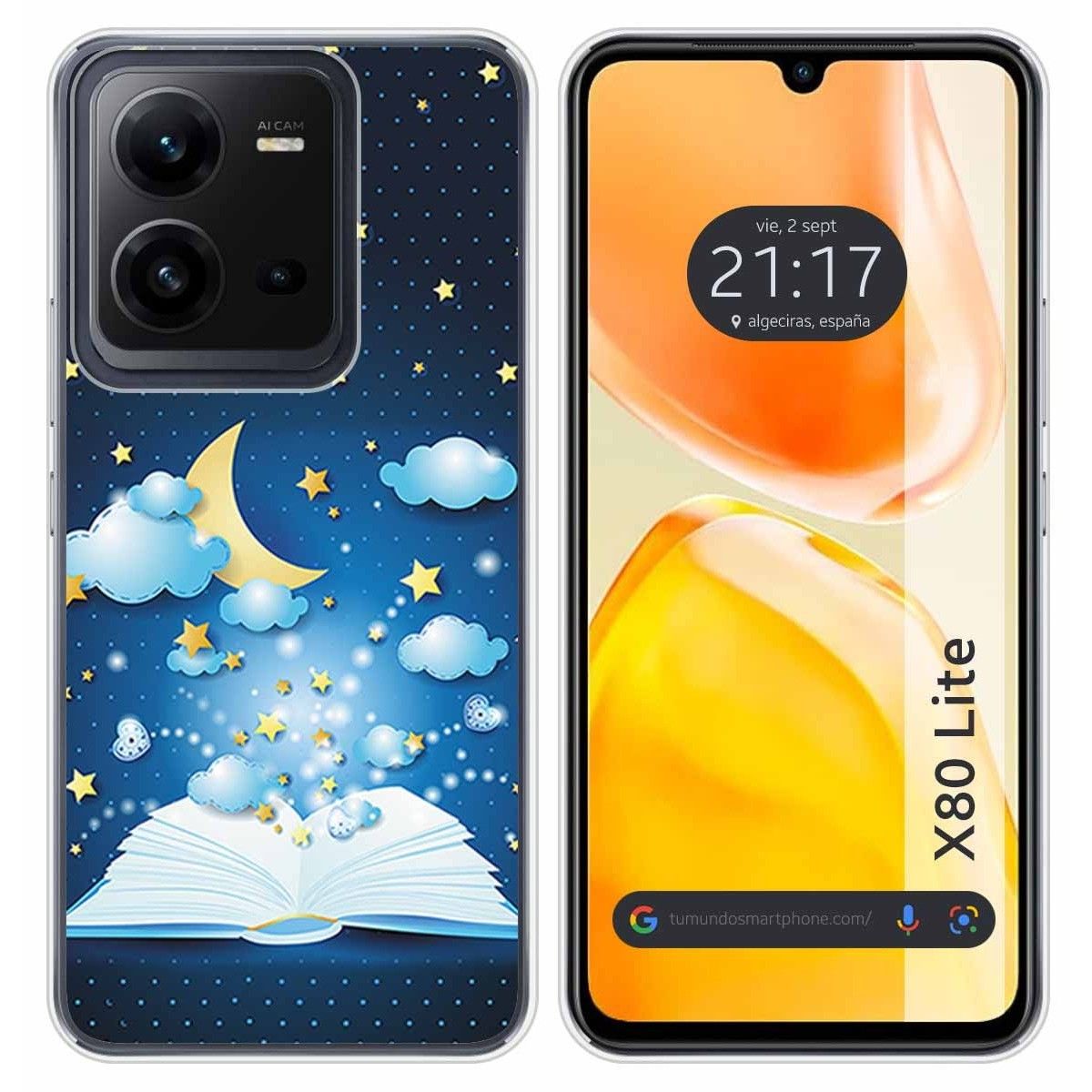 Funda Silicona para Vivo X80 Lite 5G diseño Libro Cuentos Dibujos