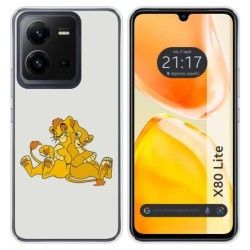 Funda Silicona para Vivo X80 Lite 5G diseño Leones Dibujos