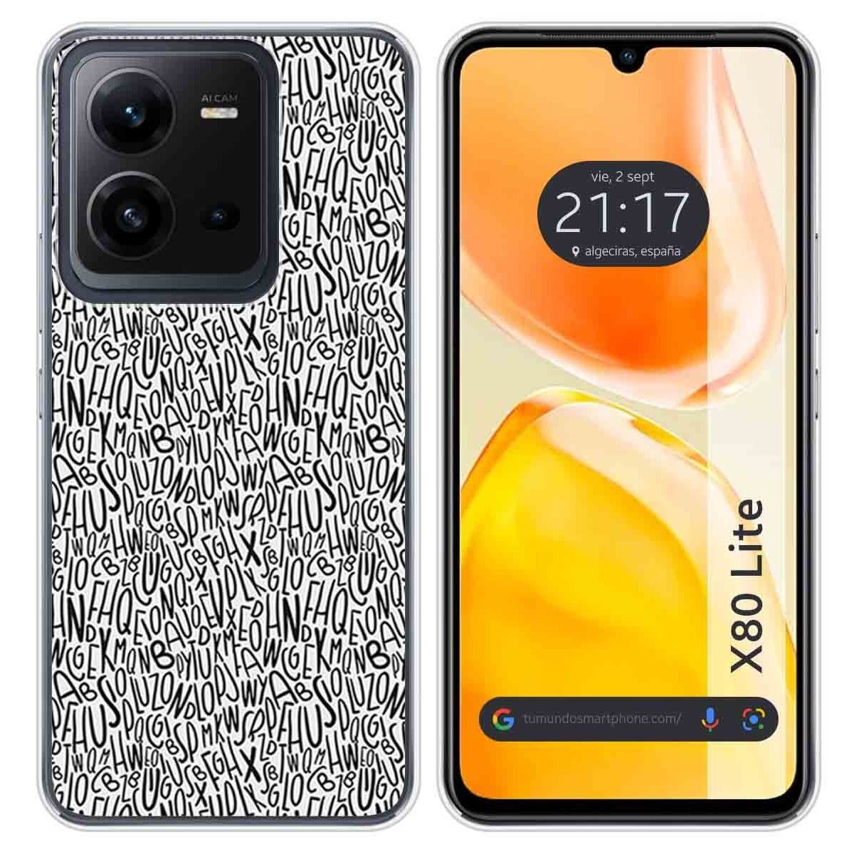 Funda Silicona para Vivo X80 Lite 5G diseño Letras Dibujos