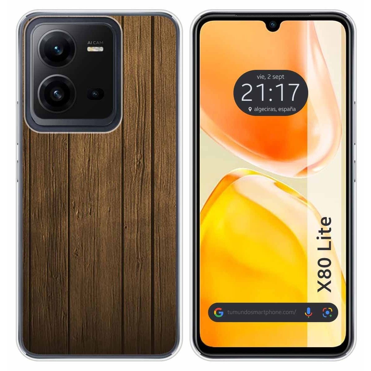 Funda Silicona para Vivo X80 Lite 5G diseño Madera Dibujos