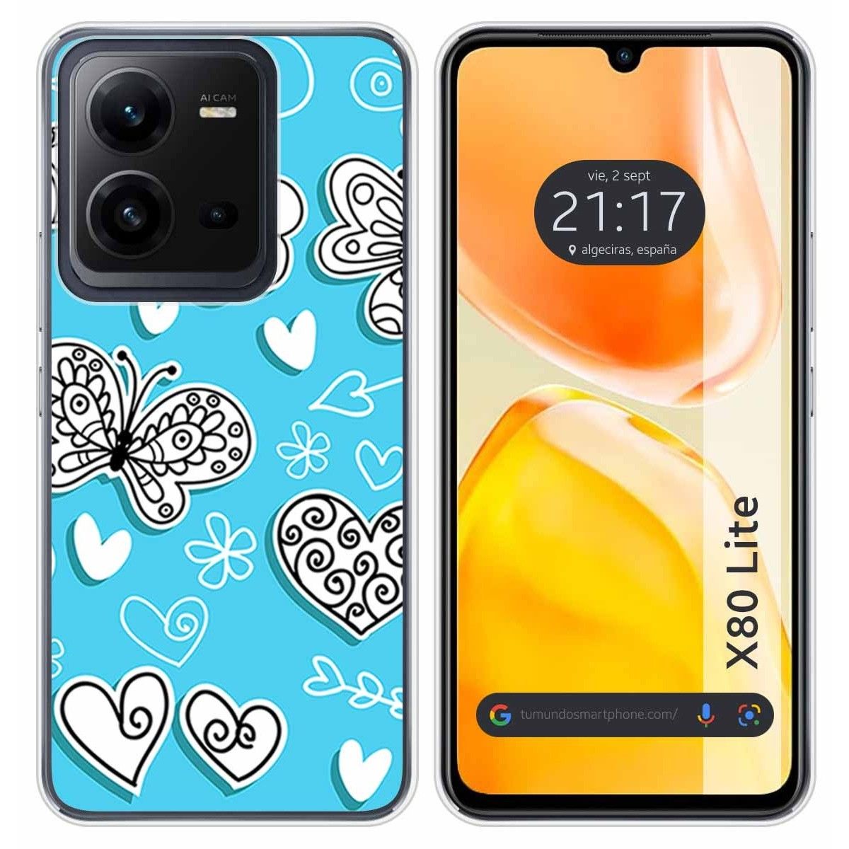 Funda Silicona para Vivo X80 Lite 5G diseño Mariposas Dibujos