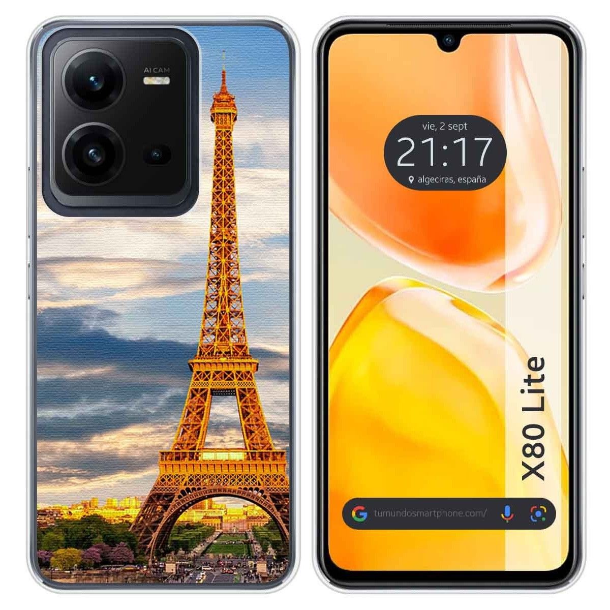 Funda Silicona para Vivo X80 Lite 5G diseño Paris Dibujos