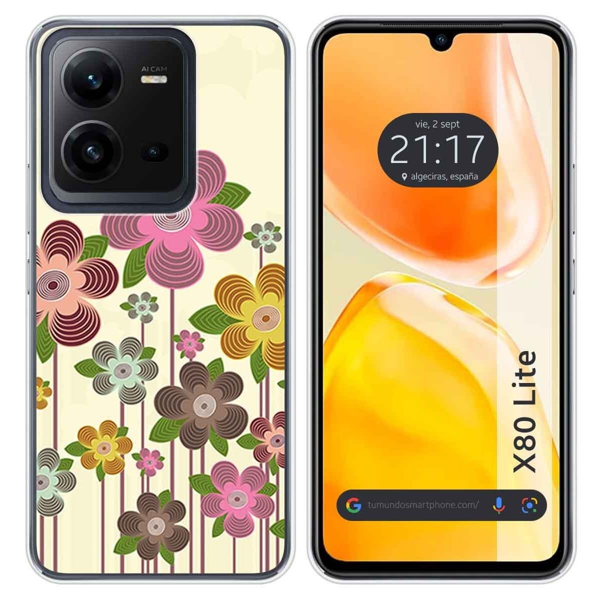 Funda Silicona para Vivo X80 Lite 5G diseño Primavera En Flor Dibujos