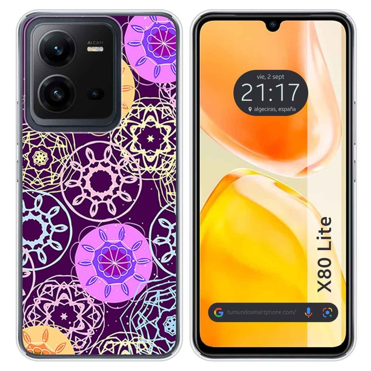 Funda Silicona para Vivo X80 Lite 5G diseño Radial Dibujos