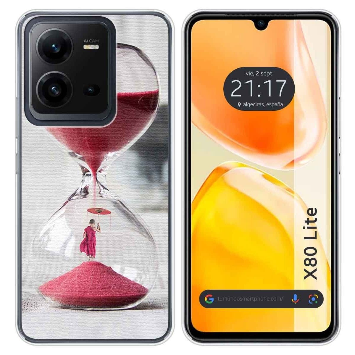 Funda Silicona para Vivo X80 Lite 5G diseño Reloj Dibujos