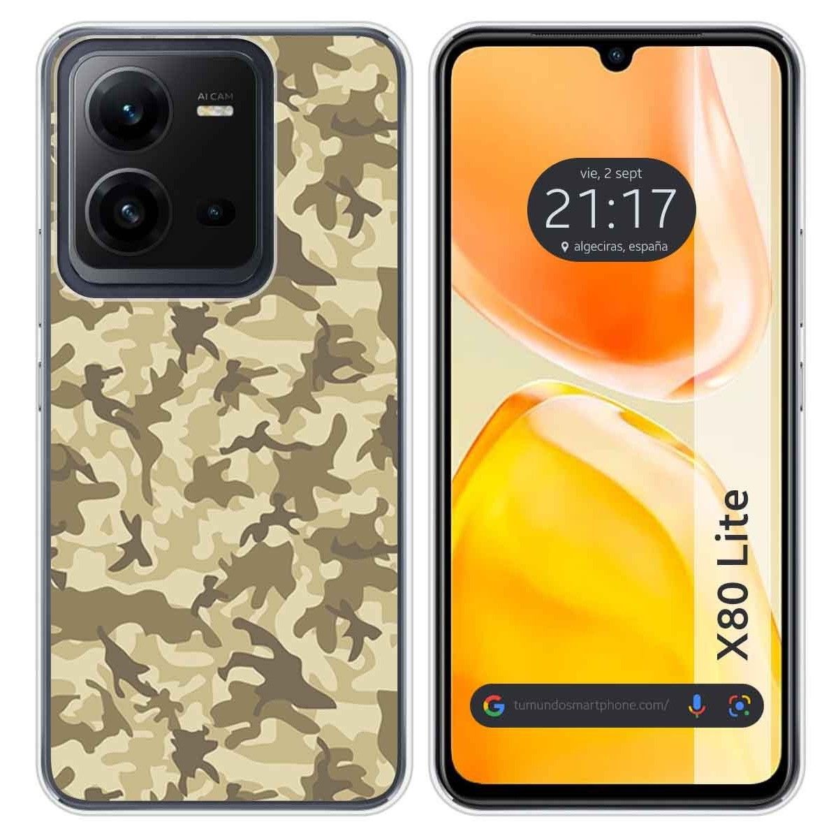 Funda Silicona para Vivo X80 Lite 5G diseño Sand Camuflaje Dibujos