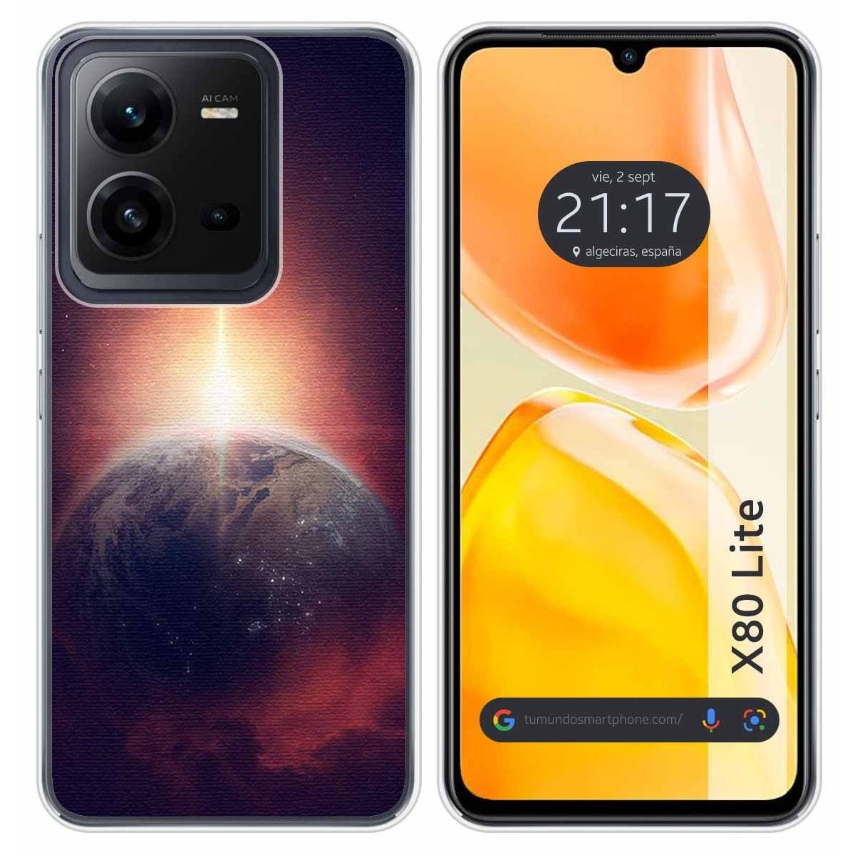 Funda Silicona para Vivo X80 Lite 5G diseño Tierra Dibujos