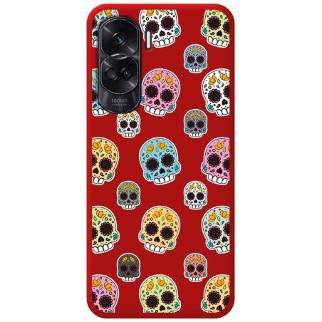 Funda Silicona Líquida Roja para Huawei Honor 90 5G diseño Catrina Dibujos