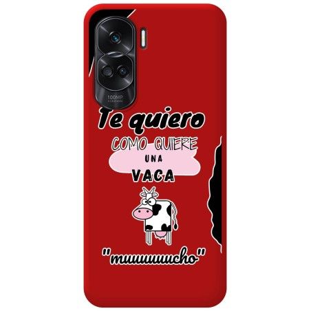 Funda Silicona Líquida Roja para Huawei Honor 90 5G diseño Vaca Dibujos