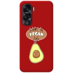 Funda Silicona Líquida Roja para Huawei Honor 90 5G diseño Vegan Life Dibujos