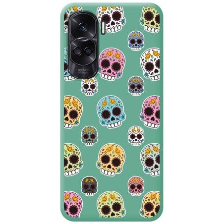 Funda Silicona Líquida Verde para Huawei Honor 90 5G diseño Catrina Dibujos