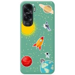 Funda Silicona Líquida Verde para Huawei Honor 90 5G diseño Espacio Dibujos