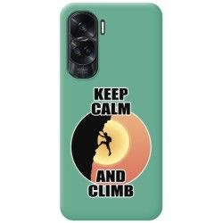 Funda Silicona Líquida Verde para Huawei Honor 90 5G diseño Hombre Escalada Dibujos