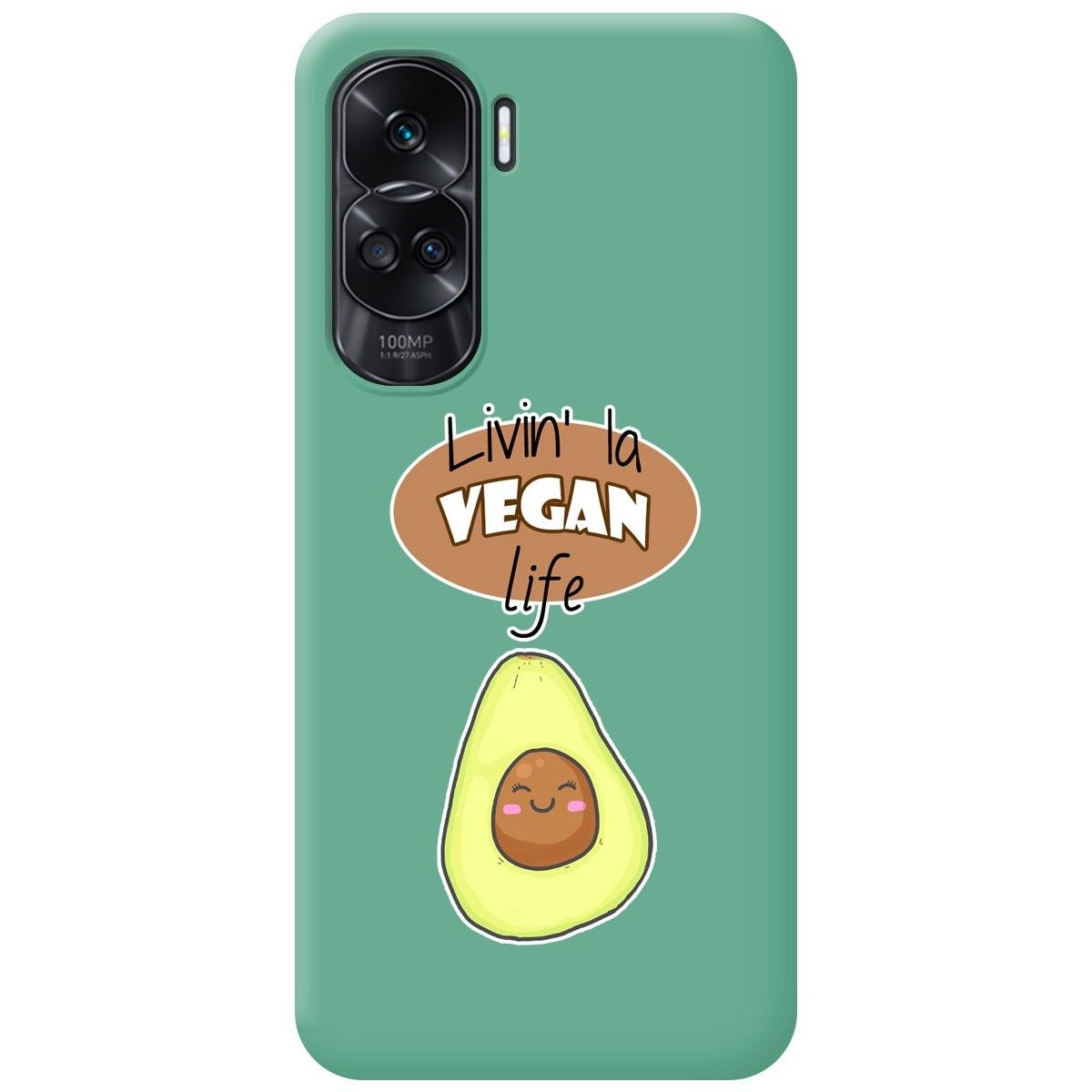 Funda Silicona Líquida Verde para Huawei Honor 90 5G diseño Vegan Life Dibujos