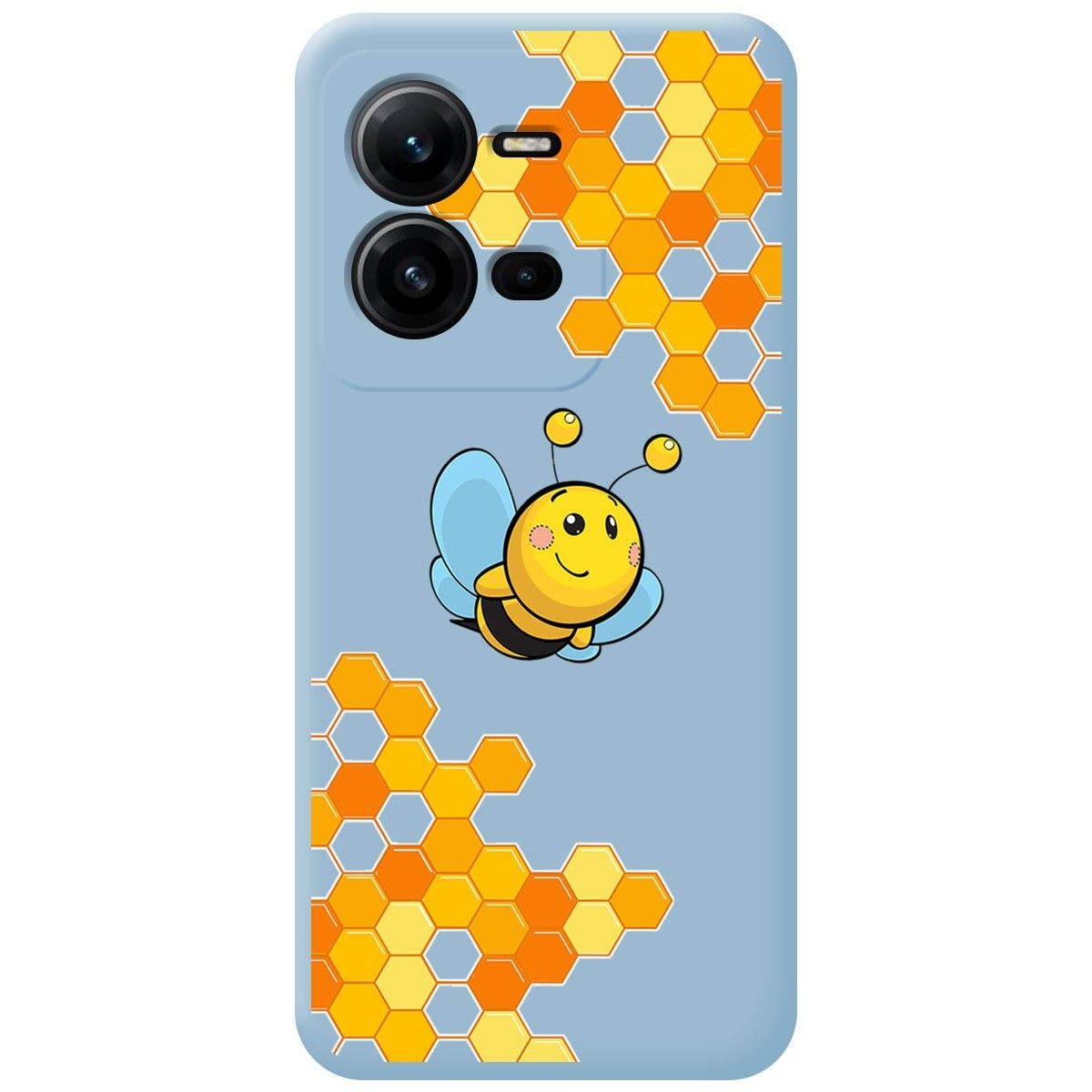 Funda Silicona Líquida Azul para Vivo X80 Lite 5G diseño Abeja Dibujos