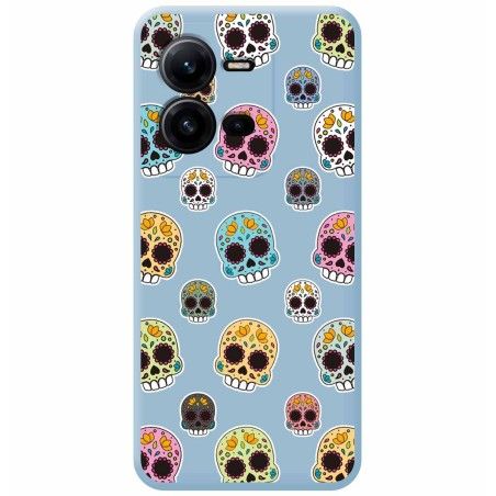 Funda Silicona Líquida Azul para Vivo X80 Lite 5G diseño Catrina Dibujos
