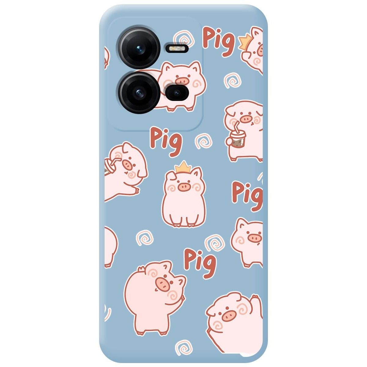Funda Silicona Líquida Azul para Vivo X80 Lite 5G diseño Cerdos Dibujos