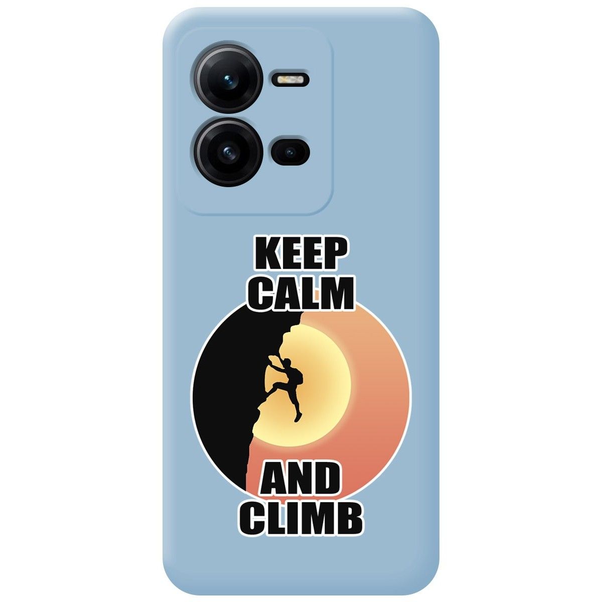 Funda Silicona Líquida Azul para Vivo X80 Lite 5G diseño Hombre Escalada Dibujos