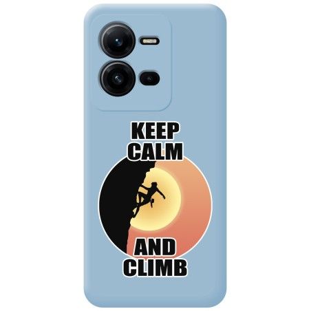 Funda Silicona Líquida Azul para Vivo X80 Lite 5G diseño Mujer Escalada Dibujos