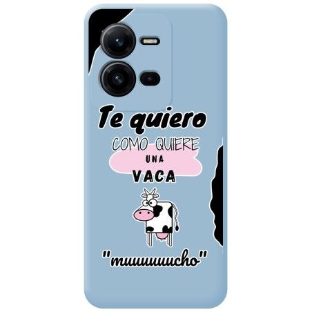 Funda Silicona Líquida Azul para Vivo X80 Lite 5G diseño Vaca Dibujos