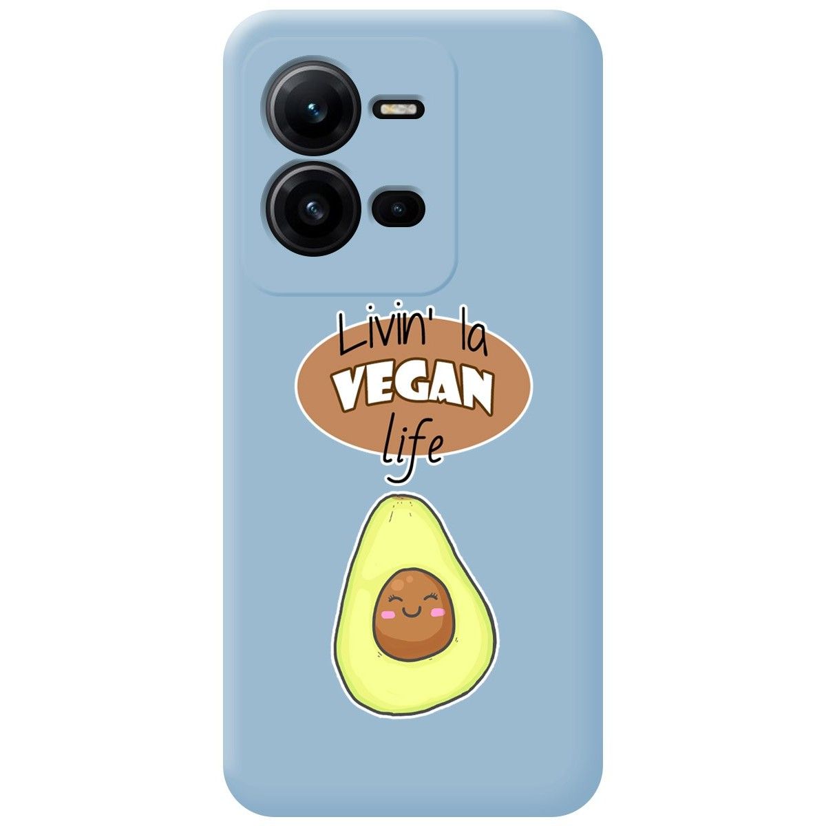 Funda Silicona Líquida Azul para Vivo X80 Lite 5G diseño Vegan Life Dibujos