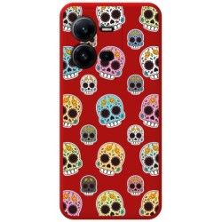 Funda Silicona Líquida Roja para Vivo X80 Lite 5G diseño Catrina Dibujos
