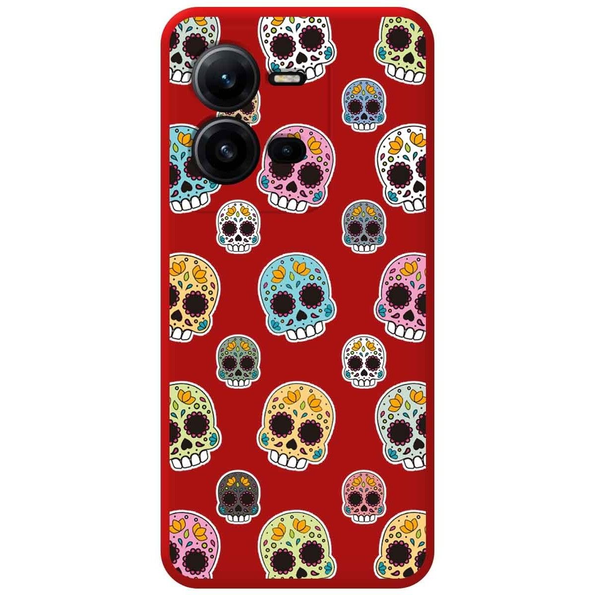Funda Silicona Líquida Roja para Vivo X80 Lite 5G diseño Catrina Dibujos