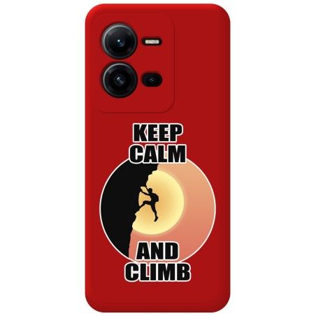 Funda Silicona Líquida Roja para Vivo X80 Lite 5G diseño Hombre Escalada Dibujos