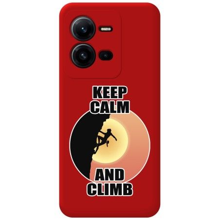 Funda Silicona Líquida Roja para Vivo X80 Lite 5G diseño Mujer Escalada Dibujos