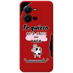 Funda Silicona Líquida Roja para Vivo X80 Lite 5G diseño Vaca Dibujos